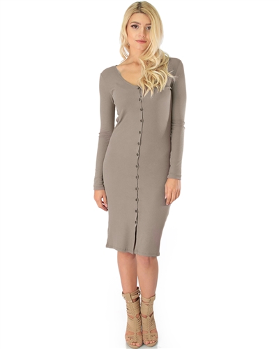 coco versatile long button up ribbed cardigan dress