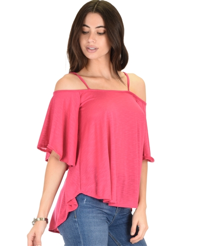 fuchsia cold shoulder burnout swing top