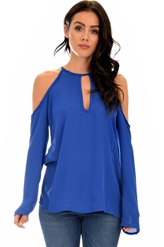 royal cold shoulder cutout tunic top